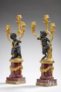 Paire de candélabres Bacchus et Bacchante modèle de Clodion