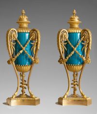 Paire de grands vases en céladon turquoise par Alfred-Emmanuel Beurdeley